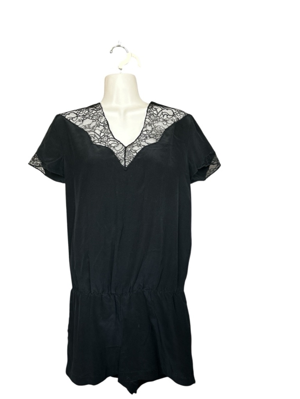 Maje Black Lace-Trim Romper